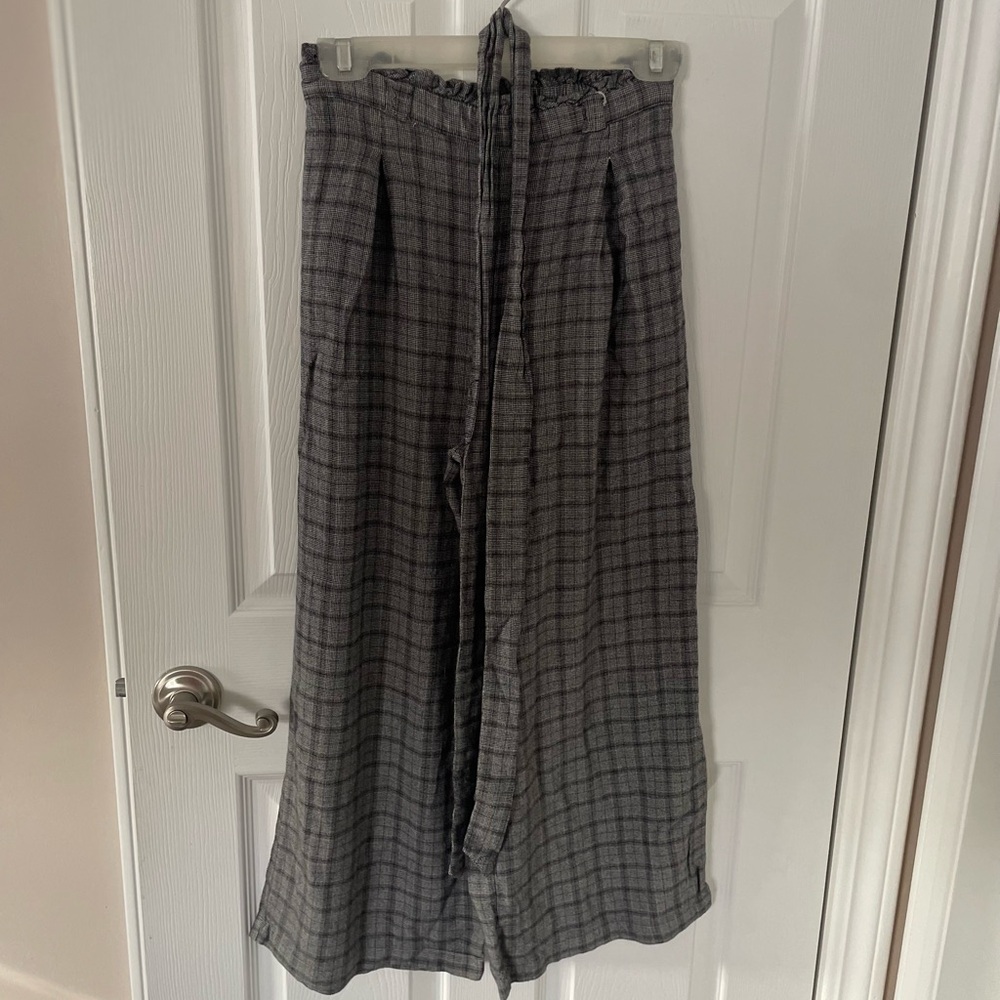 American Eagle Outfitters Plaid Wide Leg Paper Bag Pant